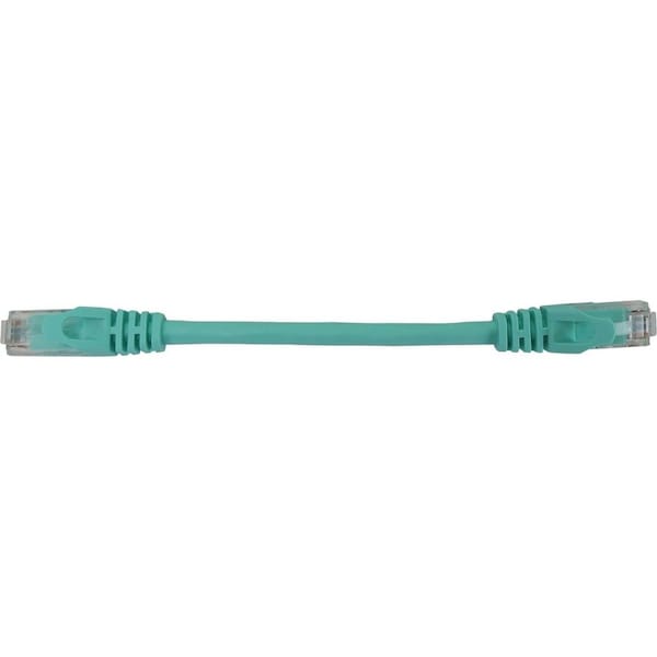 Eaton Tripp Lite Series Cat6a 10G Snagless Molded UTP Ethernet Cable RJ45 M/M, PoE, Aqua, 6 in. 15 cm N261-06N-AQ - main