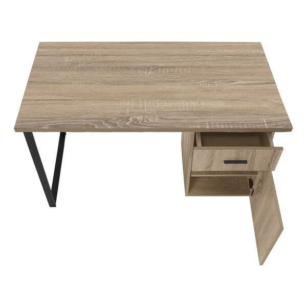 Homeroots 47" Taupe and Black Wood and Metal Sled Computer Desk 489906 - main