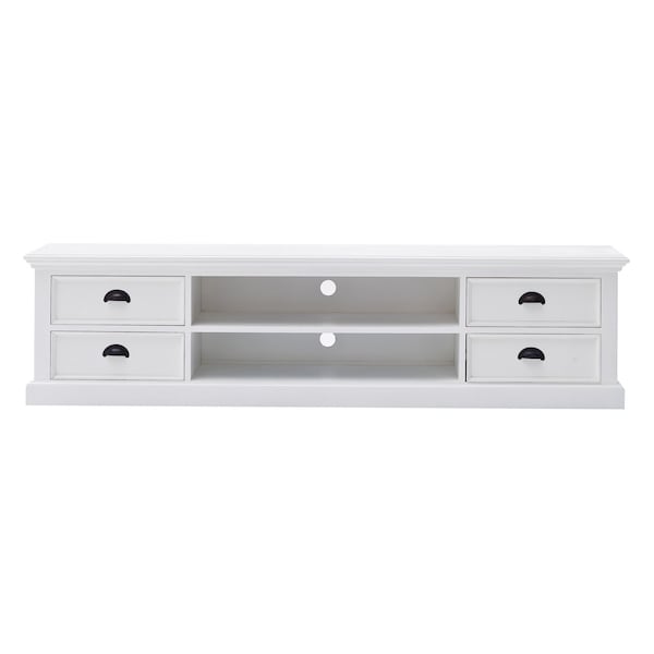 Homeroots 71in White Solid Wood Enclosed and Open Storage TV Stand 397708 - main