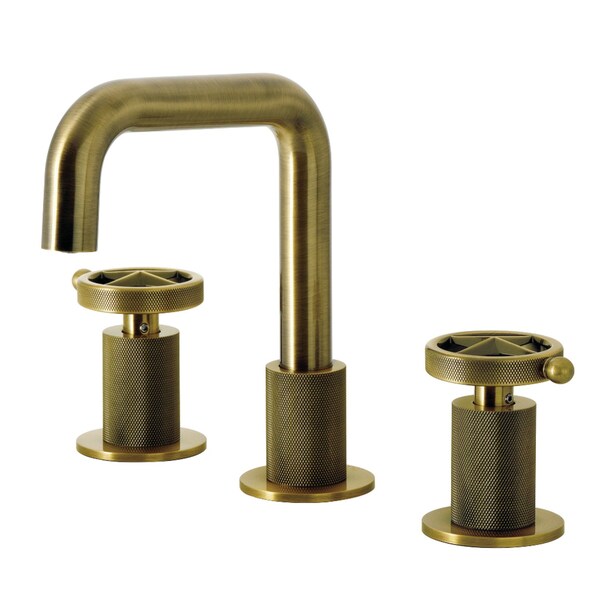 Kingston Brass Widespread Bathroom Faucet with Push Pop-Up Drain, Antique Brass KS1413RNK - main