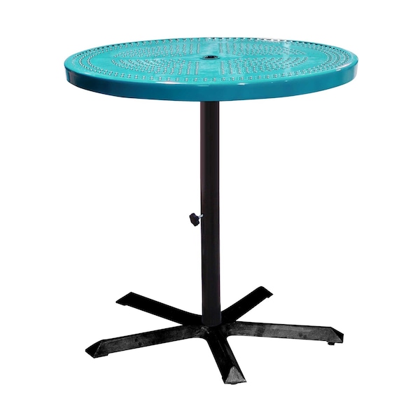 Leisure Craft 36" Round Perforated Pedestal Table, Portable, 40"H, Teal 36TAB40-TEAL - main