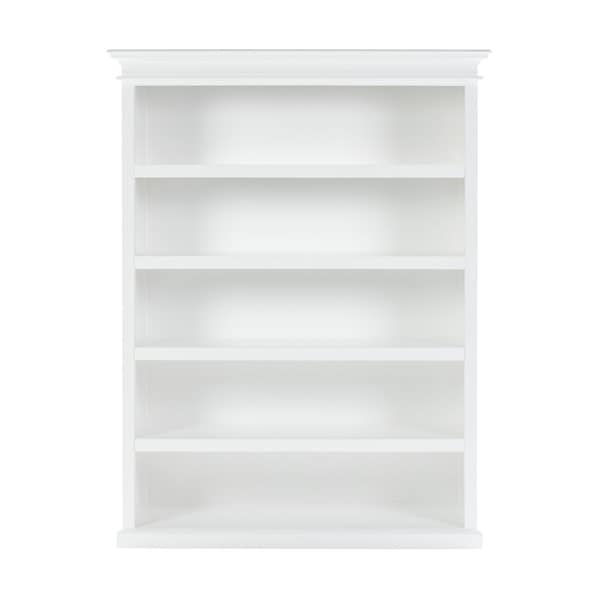 Homeroots 77" Antiqued White Solid Wood Five Tier Bookcase 523196 - main