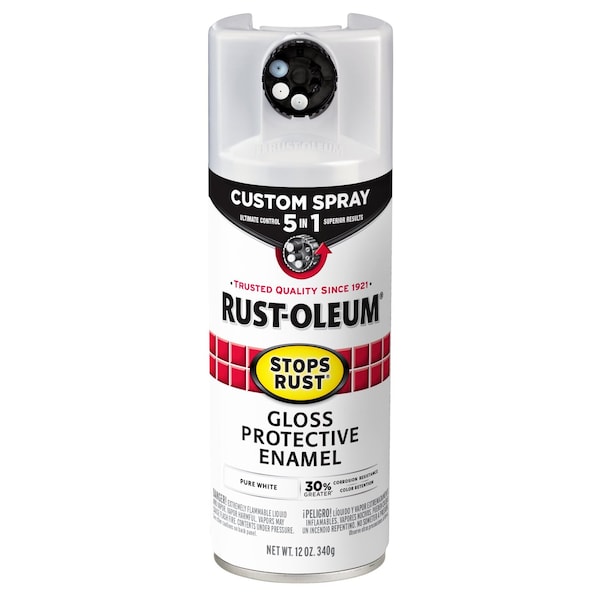Rust-Oleum Spray Paint, Pure White, Gloss, Solvent, 12 oz 384745 - main