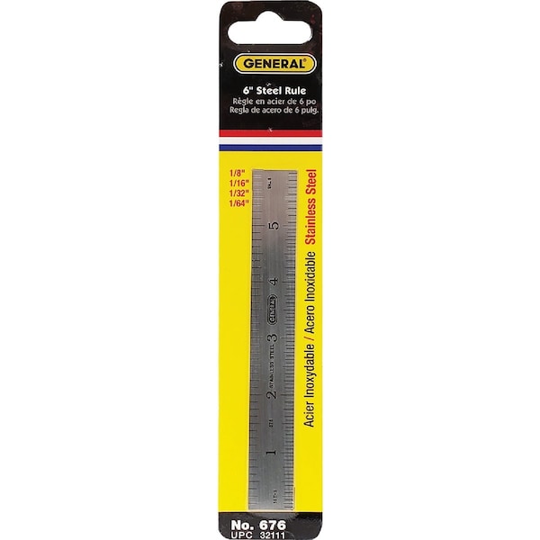 General Tools 6'' Rigid Steel Industrial Precision Straight Edge Ruler 676 - main