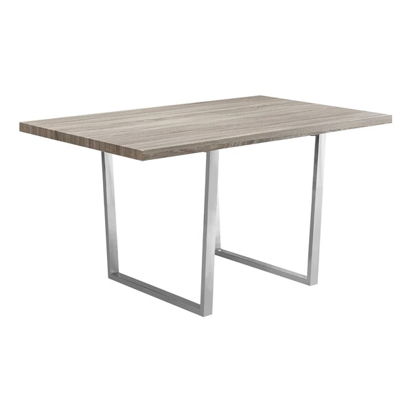 Homeroots 59" Taupe And Silver Solid Wood And Metal Sled Base Dining Table 490328 - main