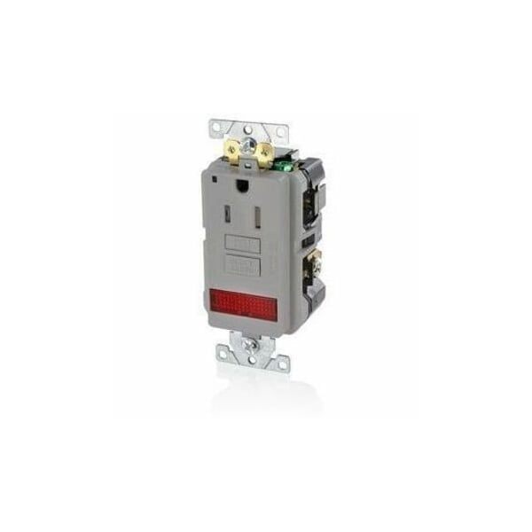Leviton Self-Test GFCI Receptacle, Combination with Light, 15 Amp, 125 Volt, 5-15R NEMA GFPL1-PLG - main