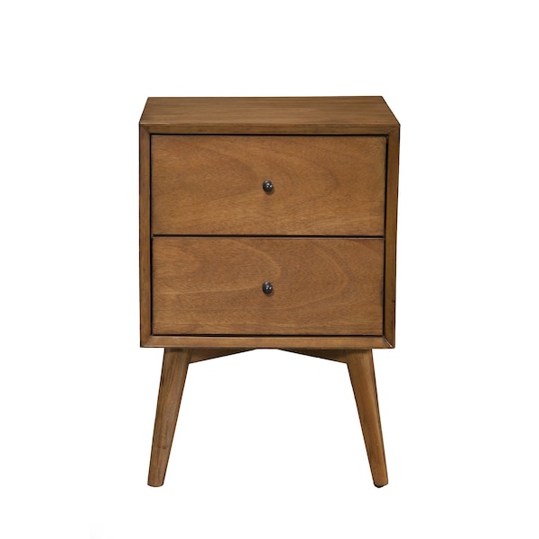 Homeroots 26" Solid Wood and Wood Two Drawer Nightstand 399263 - main
