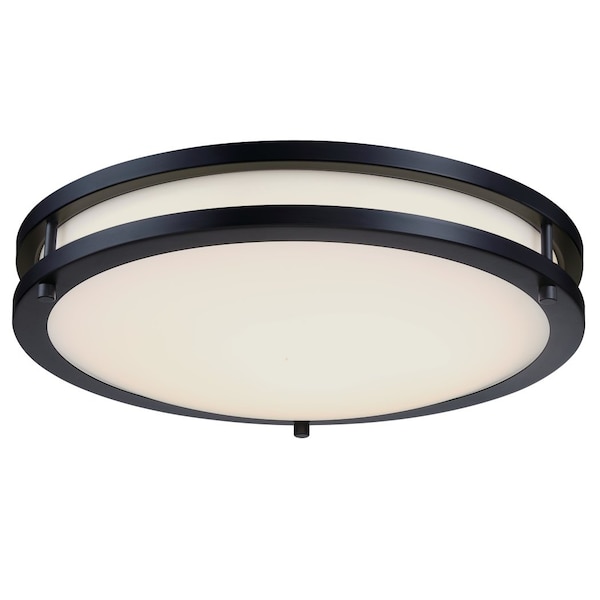 Westinghouse Lauderdale 16in 23W LED Indoor Flush Mount, Color Temp Select, Matte Black, Frosted Acrylic 6136500 - main