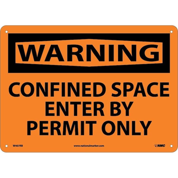 Nmc Warning Confined Space Enter By Permit Only Sign, W407RB W407RB - main