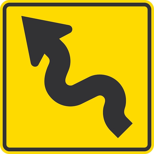 Lyle W1-5R, Right Winding Road Symbol, 36x36, High Intensity Prismatic, Yellow G-16410-HI_36x36 - main