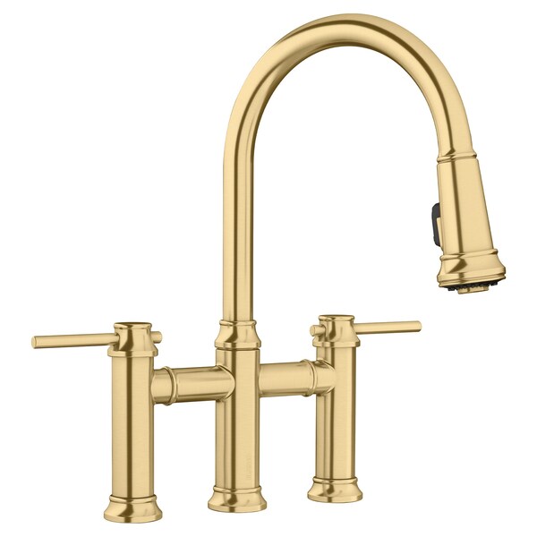 Blanco Empressa Bridge Pull-Down Faucet 1.5 GPM, Satin Gold 442981 - main