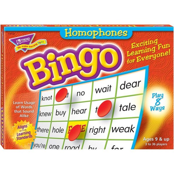 Trend Enterprises Trend Homonyms Bingo Game, Age 9 & Up, 3 to 36 Players, 1 Box 6132 - main