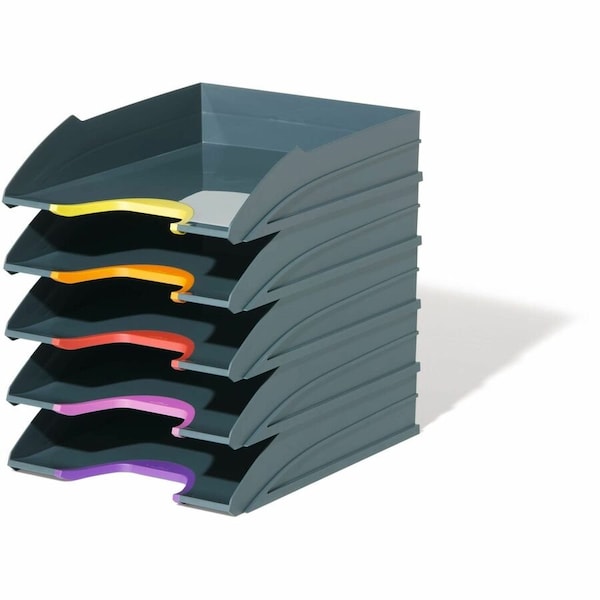 Durable Office Products Letter Tray Set, Gray/Multicolor 770557 - main