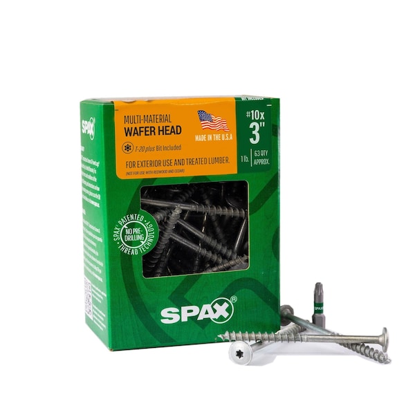 Spax #10 x 3 in Exterior Wood Deck Screws Construction Wafer Head T-Star Plus, 63PK 4281670500754 - main