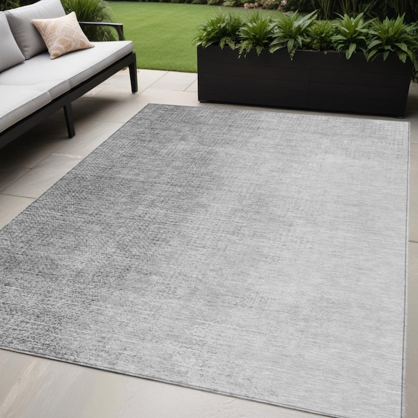 Homeroots 5' X 8' Gray And Silver Abstract Washable Indoor Outdoor Area Rug 588227 - main