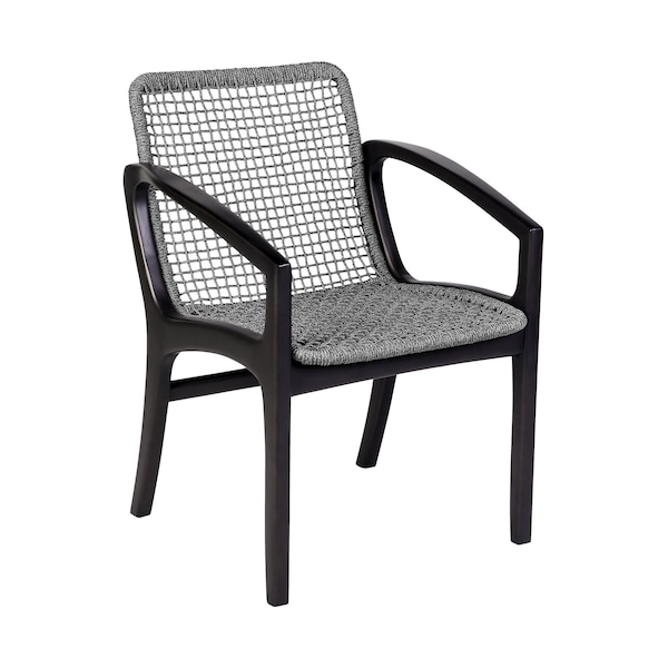 Armen Living Beckham Outdoor Patio Dining Chair in Dark Eucalyptus Wood and Gray Rope LCBECHGRY - main