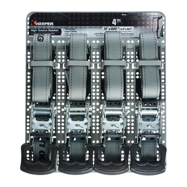 Keeper 16 ft. L x 800 lbs Tie Down Strap, Gray, 4PK 8879959 - main