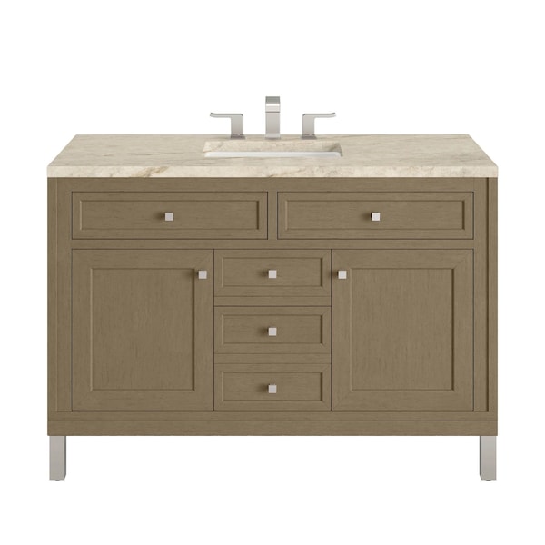 James Martin Vanities Chicago 48" Single Vanity, Walnut Whisper, w/ 3 CM Tajnar Eclos Top 503-V48-WLW-3TJR - main