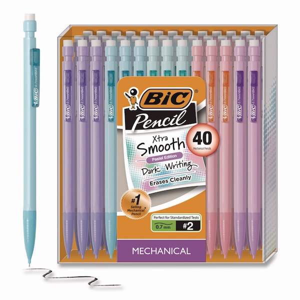 Bic Xtra Smooth Mechanical Pencil, HB #2 Black Lead, Assorted Pastel Color Barrels, 40PK MP40TX-BLK - main