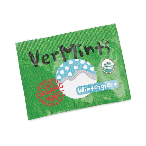 Vermints Organic Mints/Pastilles, Wintergreen, 2 Mints/0.7 oz, Individually Wrapped, 100PK VNT00993 - main