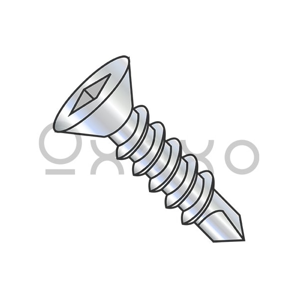 Oxoxo 8-18X2 Square Drive Flat Head Fully Threaded Self Drilling Screw Zinc And Bake, 2000PK 395018 - main
