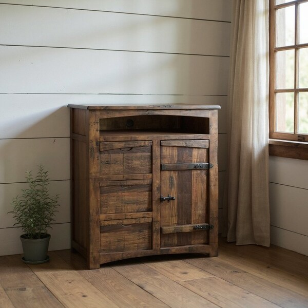 Homeroots 43" Brown Solid Wood Three Drawer Gentlemans Chest 524610 - main