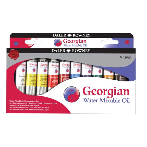 Daler-Rowney Georgian Water-Mixable Oil Paint Introduction Set, Assorted Colors, 20ml, 10-Piece Set D119900050 - main