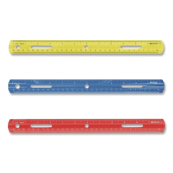 Westcott Plastic Ruler, Standard/Metric, 12" Long, Randomly Assorted Colors 10526-001 - main