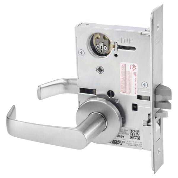 Corbin Russwin Entrance or Office Mortise Lock, NS Lever, A Rose, Satin Chrome ML2051 NSA 626 LC - main