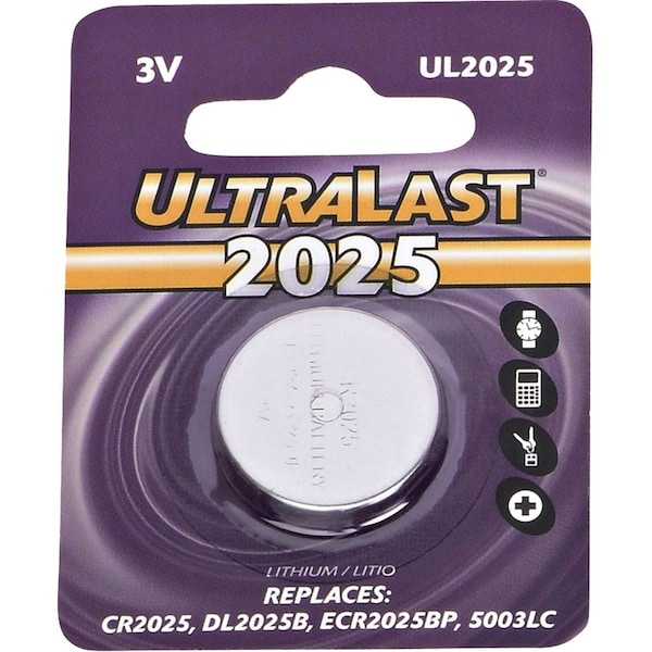 Ultralast NABC UltraLast UL2025 Lithium Button General Purpose Battery - 3V DC UL2025 - main