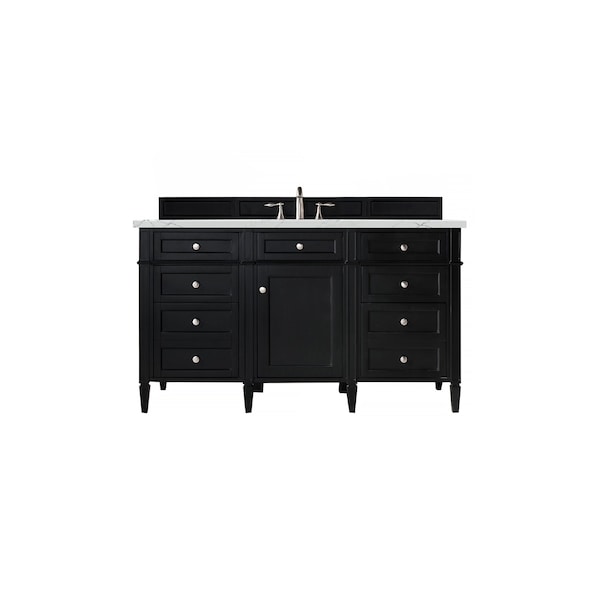 James Martin Vanities Brittany 60'' S Vanity, Black Onyx, w/ Ethereal Noctis Silestone Top w/FreePower Wireless Charger 650-V60S-BKO-FENC - main