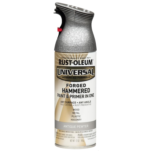 Rust-Oleum Hammered Spray Paint, Antique Pewter, Forged Hammered, Solvent, 12 oz 271481 - main