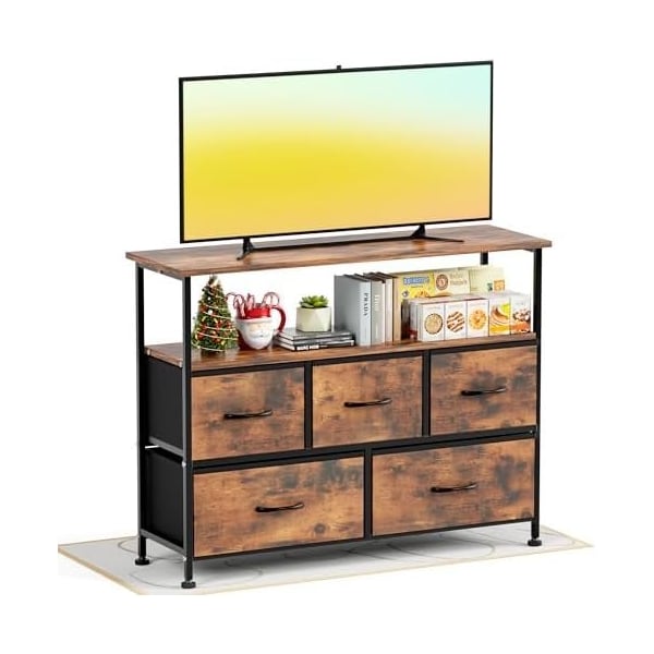 Simple Deluxe TV Stand Dresser for Bedroom Entertainment Center with 5 Fabric Drawers, Storage Organizers Units f 3A88HKCABT5TVRUST - main
