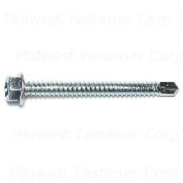 Midwest Fastener 10485 Screw, No 14 Thread, 2-1/2 in L, Hex Drive, Self-Drilling Point, Steel, Zinc, 1PK M10485 - main