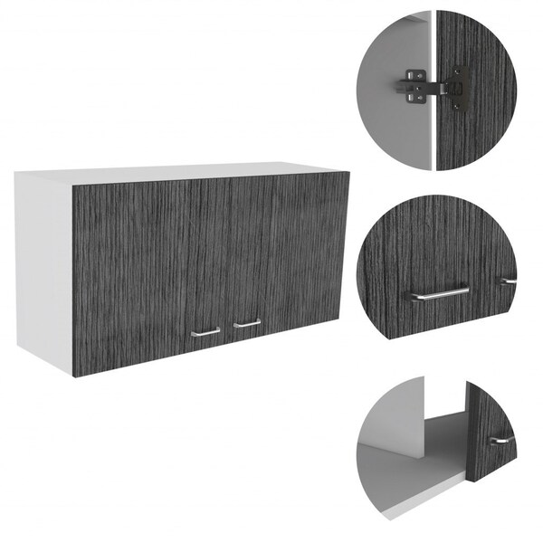 Homeroots 33" Gray Laminate Wall mounted Accent Cabinet With Four Drawers 477783 - main