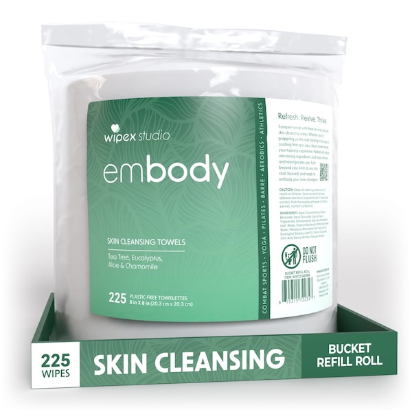 Wipex Natural Body Wipes 225ct Bucket Refills, Tea Tree/Eucalyptus, Plant-Based Shower Wipes WX72234EBBR - main