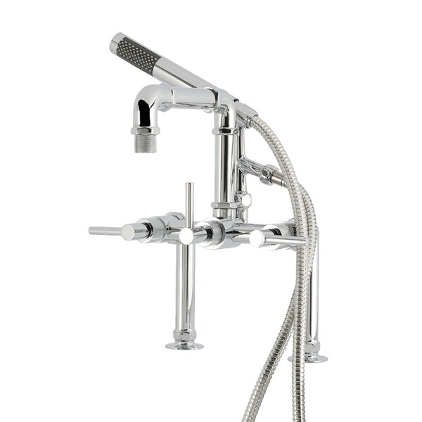 Kingston Brass 7" Center Deck-Mount Clawfoot Tub Faucet with Hand Shower, Polished Chrome AE6401DL - main