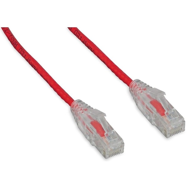 Enet CAT6 RED 15 FOOT SLIM 28AWG WITH CLEAR SNAGLESS MOLDED BOOT UTP HQ NETWOR C6-RD-SCB-15-ENC - main