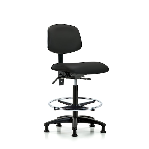 Blue Ridge Ergonomics High Bench Chair Desk Chair, Fabric, RT Glides, Gry, No Arms, 26" to 35" Height, Vinyl, Black BR-VHBCH-RG-T0-A0-CF-RG-8540 - main