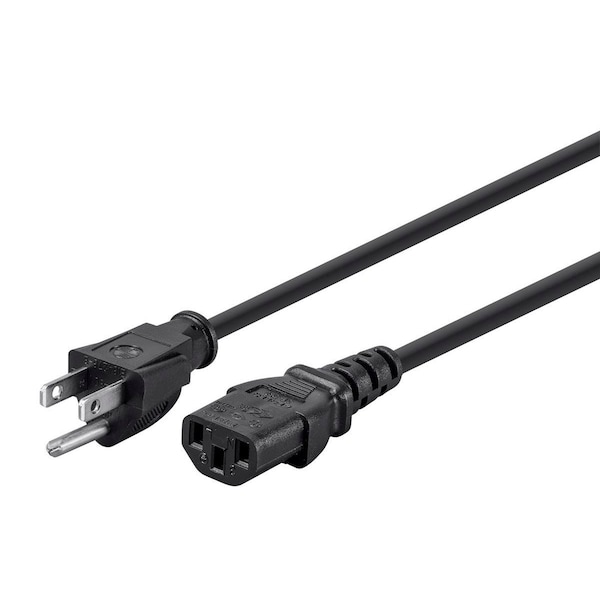 Monoprice SVT Power Cord Cable, 3 Conductor, 10 ft., 18 AWG, 18/3, Black, PVC, NEMA 5-15P, 10 ft 5280 - main
