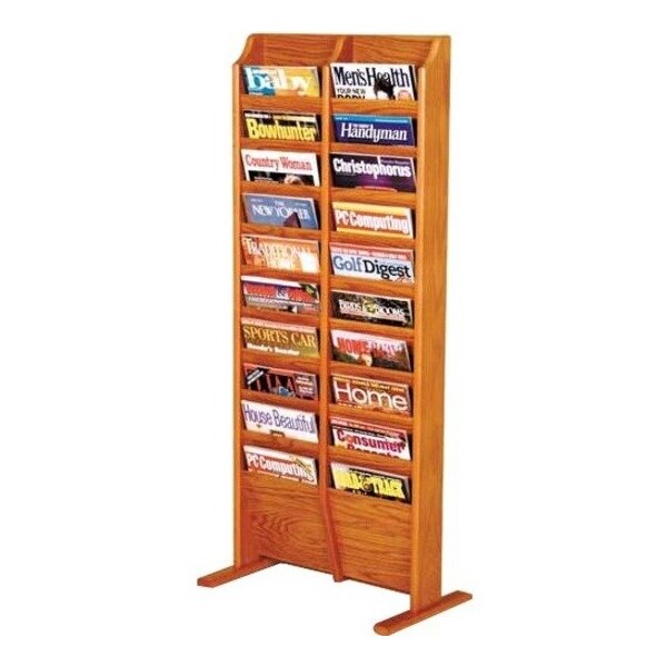 Wooden Mallet 20 Pocket Free Standing Oak Display Medium Oak MR20-FSMO - main