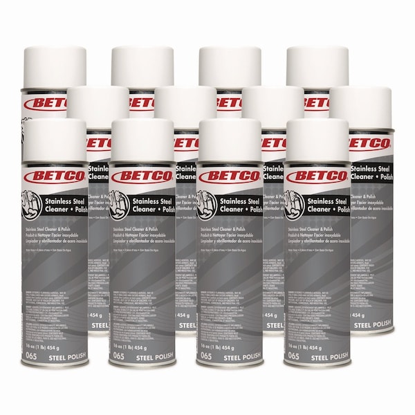 Betco Stainless Steel Cleaner and Polish, 16 oz Aerosol Spray, 12PK 652300 - main
