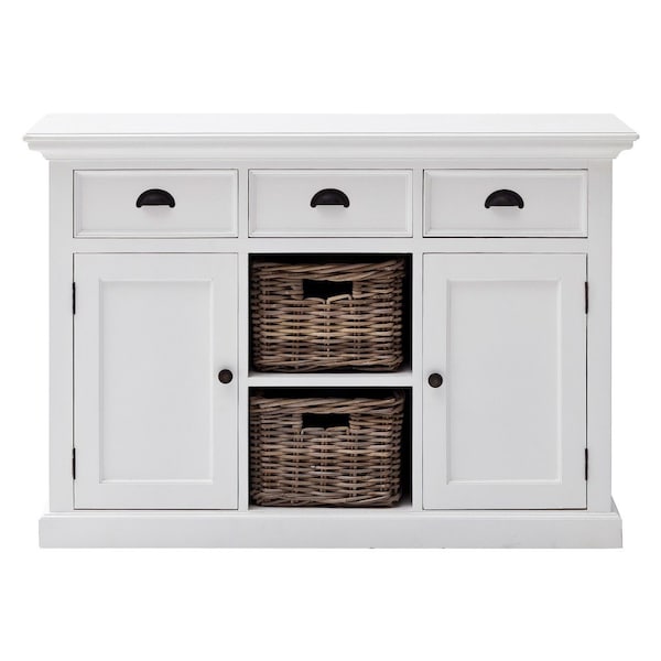 Homeroots 49in White Wood Three Drawer Sideboard with Two Doors 388214 - main