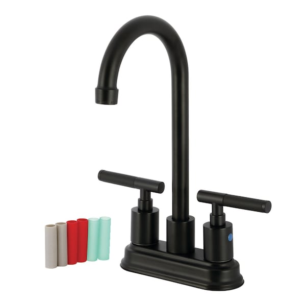 Kingston Brass Double-Handle 4" Centerset Bar Faucet, Matte Black KB8490CKL - main