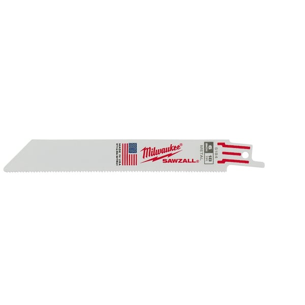 Milwaukee Tool 6 in. 18 TPI SAWZALL Reciprocating Saw Blade for Medium Metal (Bulk) 48-01-7184 - main