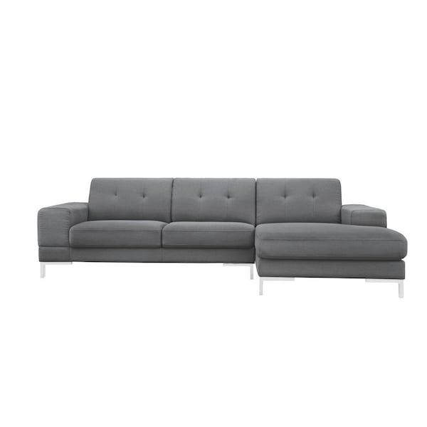 Homeroots Dark Gray Polyester L Shaped Two Piece Sofa and Chaise Sectional 473565 - main