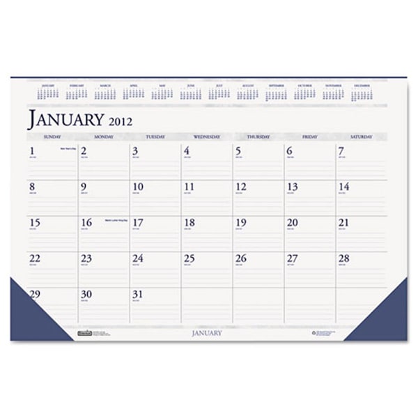 House Of Doolittle Compact Desk Pad Calendar 12 Months Jan-Dec, bound with a leatherette strip a HOD1506 - main