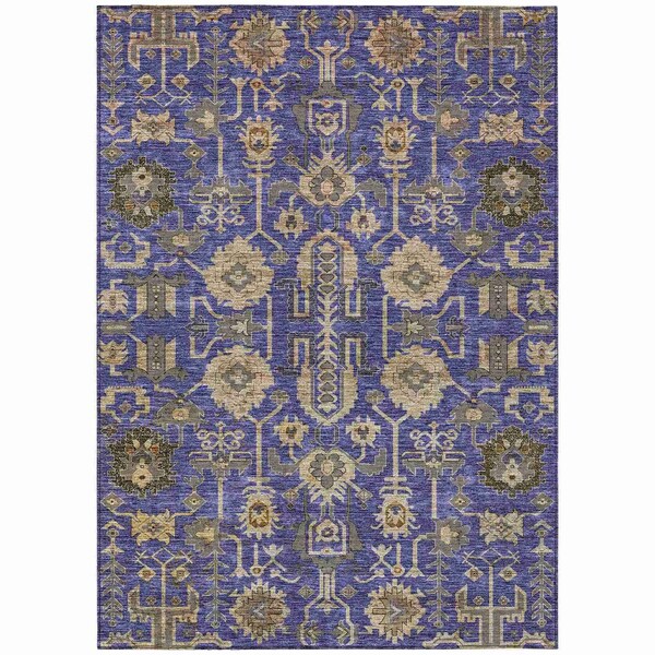 Homeroots 10' X 14' Purple Beige And Taupe Oriental Washable Indoor Outdoor Area Rug 582127 - main