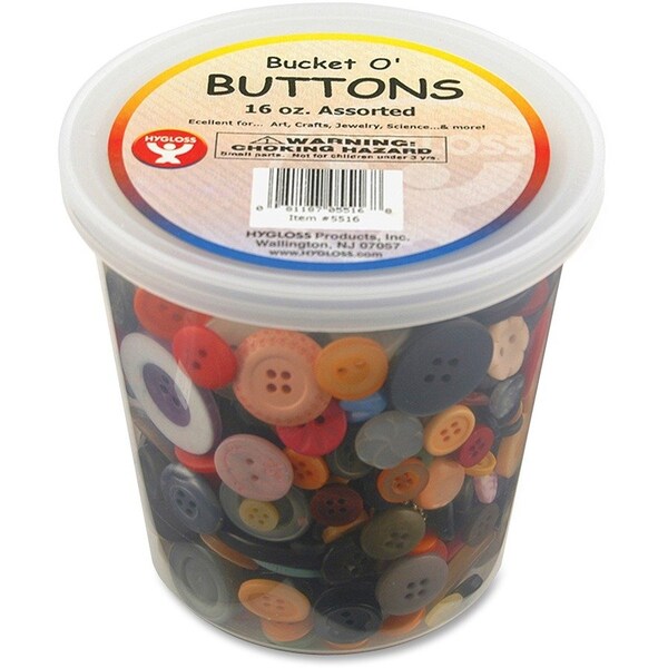 Hygloss Products Bucket O'Buttons, Assorted, 16 oz Per Pack, PK3 5516 - main