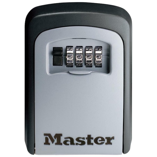 Master Lock Lock Box, Surface, Height 4 1/2 in, Metal, Black, Key Capacity 5, Includes Mounting Hardware 5401D - main